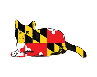 Maryland Vlag Cat Car Decal. Maryland State Vlag Kat Sticker.  Trots van Maryland