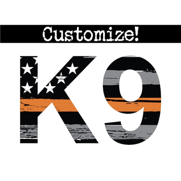 Thin ORANGE Line Search and Rescue K9 Car Decal.  Vinyl Decal.  Search and Rescue Sticker.  Search and Rescue Decal.  Customizable!