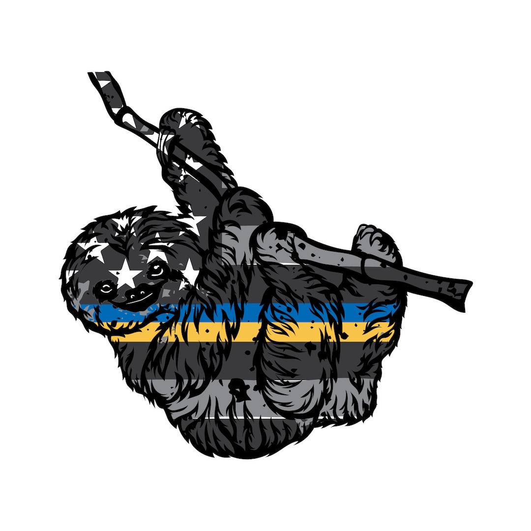 Thin Blue and Gold Line Police Dispatcher Sloth Vehicle Decal. Vinyl ...