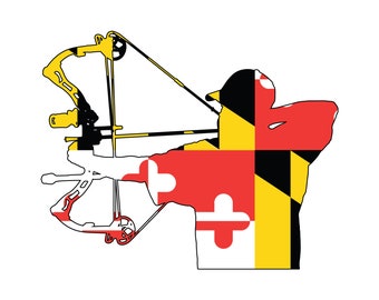 Maryland Flag Bowhunter Car Decal. Window Sticker. Bowhunter Vehicle Decal. Hunting Sticker