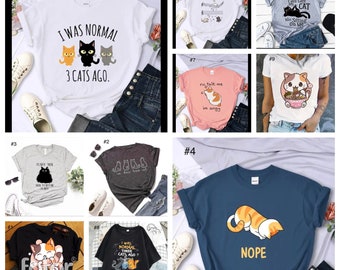 T-shirt Women's Clothing Loose-fit Round Neck Short Sleeve cats cartoon