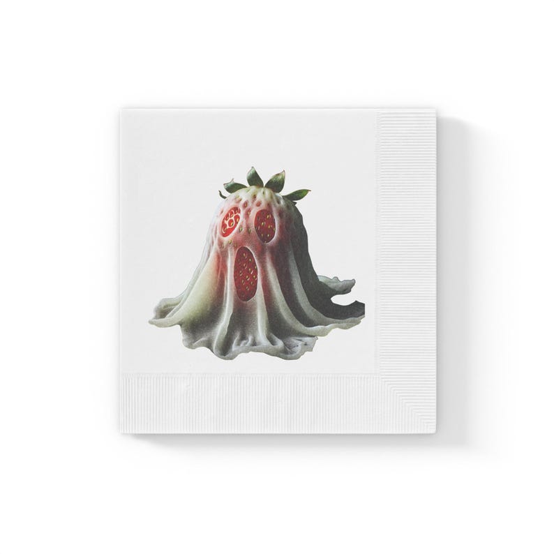 Halloween Pink Strawberry Ghost Cocktail Napkins Strawberries Ghosts