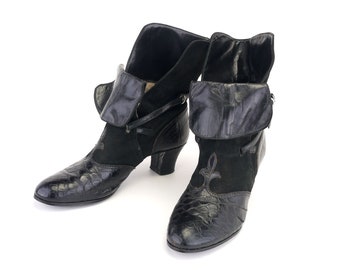 1930s Black Ankle Boots Rare Fashion Booties UK 4
