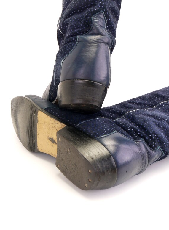 Navy 80s Leather Suede Knee Boots Russell Bromley UK 4 Etsy