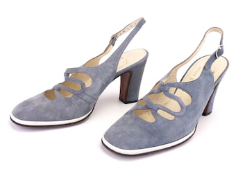 Grey suede cheap slingback shoes