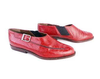 Charles Jourdan Early 90s Flat Red Slip On Shoes UK 4