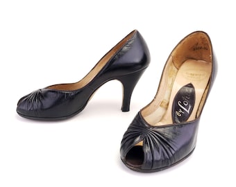 1950s Black Peep Toe Pumps by Lotus UK 1.5