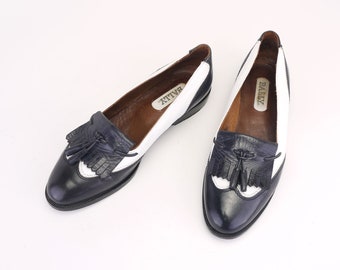 Black & White 1980s Tassel Loafers by Bally UK 4.5
