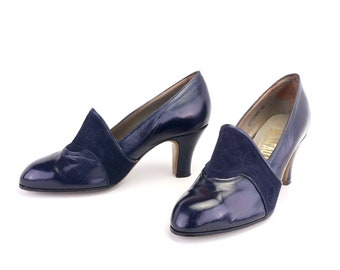 1930s Unworn Navy Saddle Pumps by Lafaut UK 4