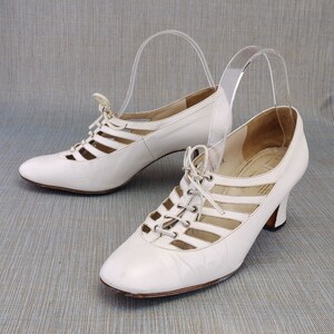 1970s Kurt Geiger White Caged Pumps UK 4 image 1