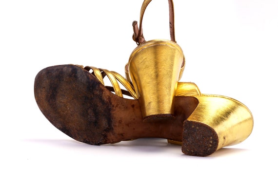 1940s Gold Evening Sandals by Benefit UK 3.5