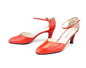 1980s Kurt Geiger Orange D'Orsay Pumps UK 7.5