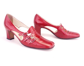 Early 1970s Dark Red Pumps by Renata UK 5