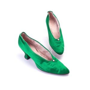 Edwardian Shoes Green Shoes Women Women's Green T-Strap Mary Jane Heels,  1930s Edwardian Vintage Style