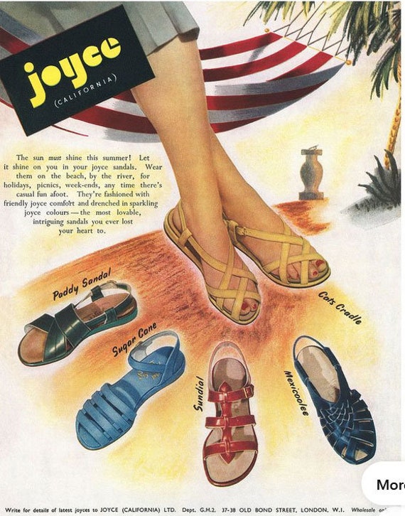 1950s Joyce Cats Cradle Gold Evening Sandals UK 6 - image 5