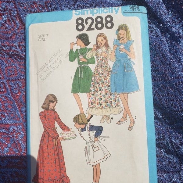 Vintage 70s sewing pattern for little girls, cottagecore, prairie dress, little girls vintage dress, 70s prairie dress, homestead chic dress