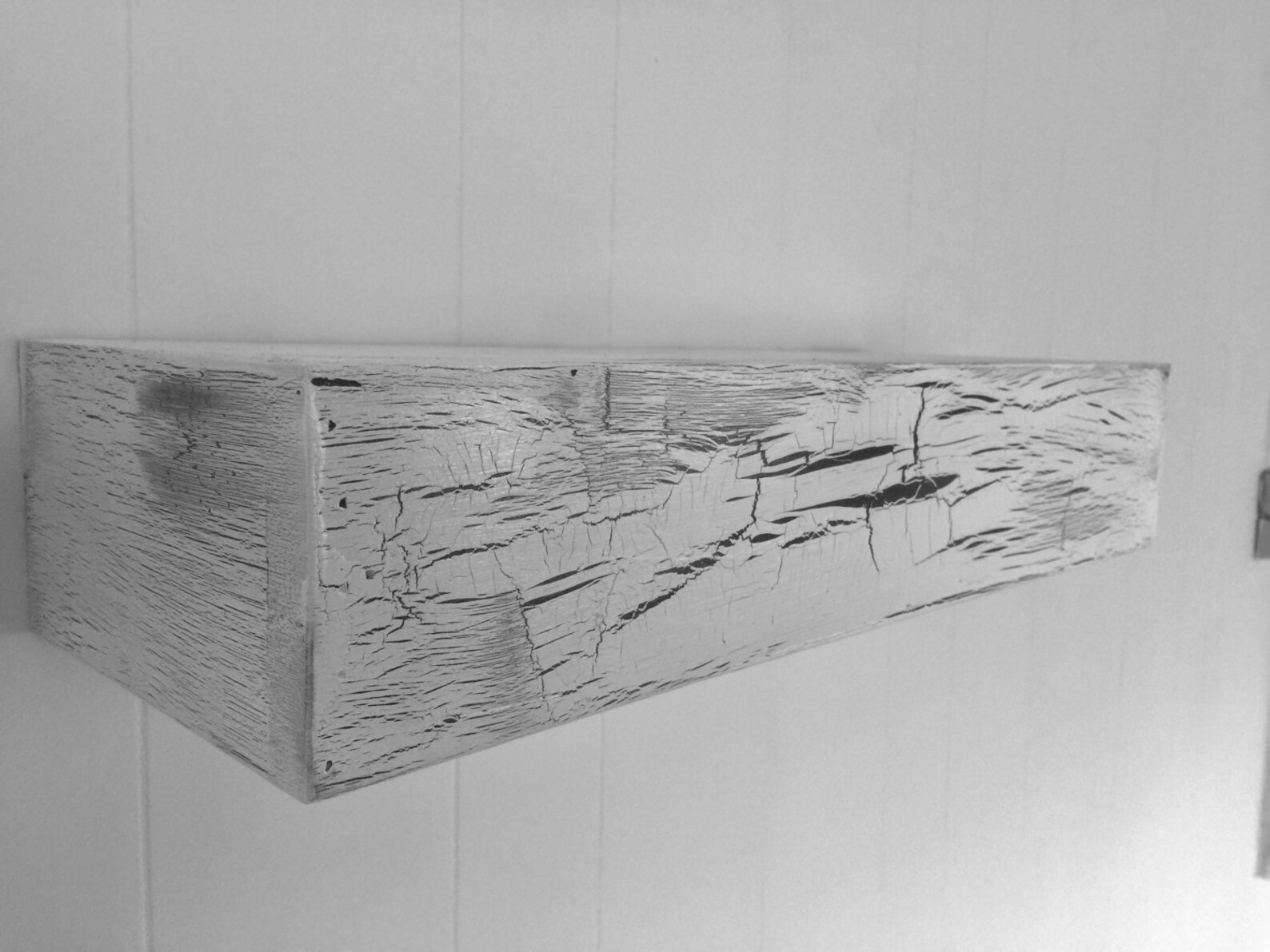 Wood floating shelf white distressed crackle handmade // Etsy