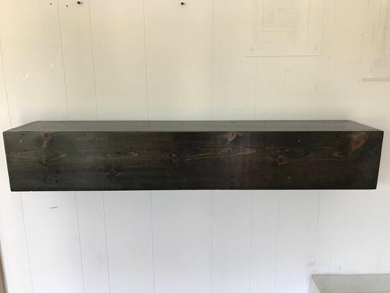 Wood Floating Mantle / Shelf Rustic Reclaimed Style in Ebony // rustic shelf // rustic shelves // rustic wood // rustic mantle