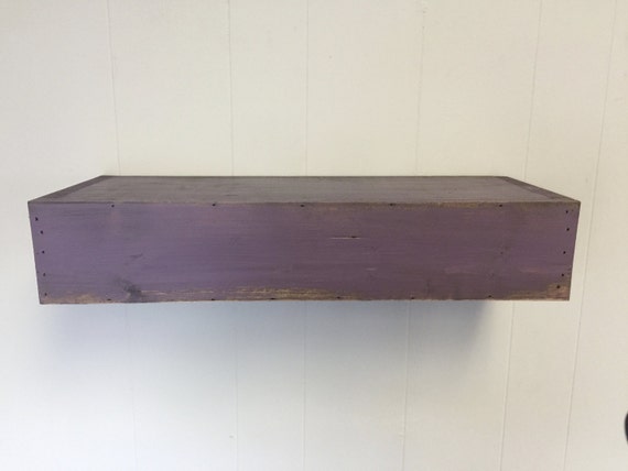 Wood floating shelf purple distressed handmade