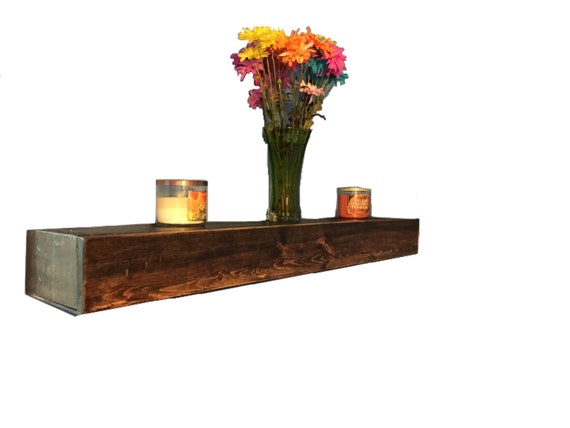 Wood floating shelf rustic style handmade in Dark Walnut // rustic shelf // rustic shelves // rustic wood