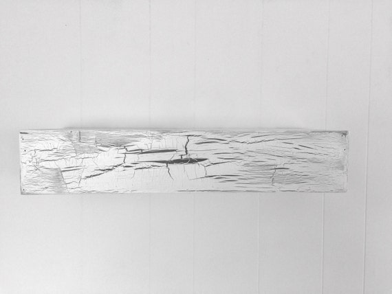 Wood floating shelf white distressed crackle handmade // rustic shelf // rustic shelves // rustic wood // white crackle