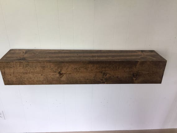 Wood Floating Mantle / Shelf Rustic Reclaimed Style in Provincial // rustic shelf // rustic shelves // rustic mantle // rustic wood