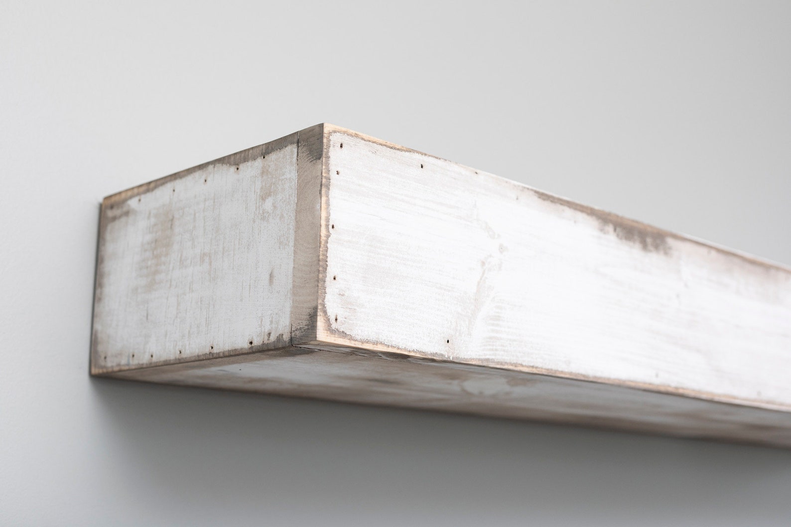 Wood floating shelf white distressed handmade // rustic shelf Etsy