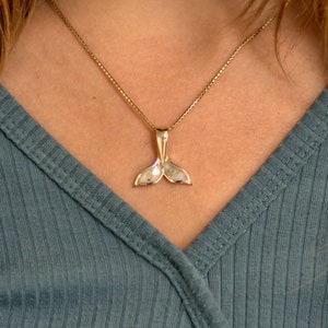 Gold Whale Tail, Whale Tail Necklace, Whale Tail Pendant, Quartz Whale Tail, Whale Tail Jewelry, Whale&#39;s Tail, Gold Sea Jewelry, Gold Fluke