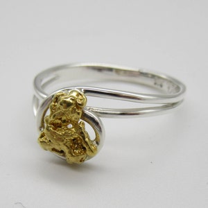 Sterling nuggetring, zilveren nuggetring, nuggetring, nuggetring cadeau, nugget cadeau, nugget zilveren ring, natuurlijke goudklomp, nugget dames