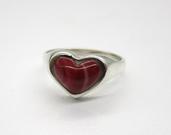 Coral Heart Ring - Heart Ring - Heart Shaped Ring - Red Coral Ring - Coral Heart - Cabochon Ring