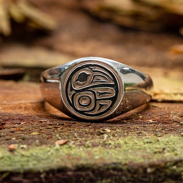 Native Collection, Native Raven Ring, Women's Signet Ring, Native Raven,Native Ladies Ring, Raven Signet Ring, Haida Raven