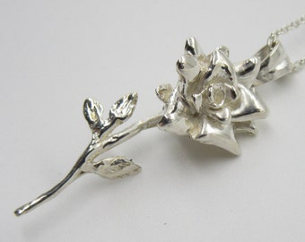 Rose Pendant, Sterling Silver Rose Necklace, Gold Rose Necklace, Rose Jewelry, Rose Necklace, Rosebud Necklace