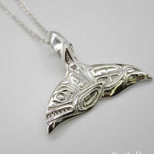 Native Collection, Orca Necklace, Orca, Sterling Silver Whale Tail, Orca Whale, Orca Jewelry, Native Orca, Orca Native Pendan, Whale Tail