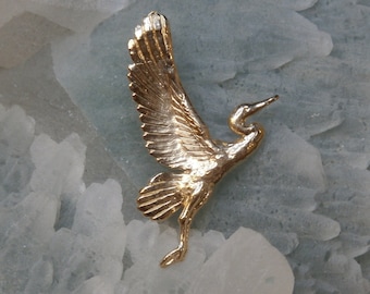 PNW Heron in Flight Pendant, Blue Heron, Heron Pendant, Gold Heron, Silver Heron, Handmade in USA
