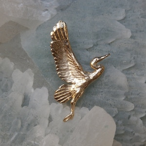 PNW Heron in Flight Pendant, Blue Heron, Heron Pendant, Gold Heron, Silver Heron, Handmade in USA