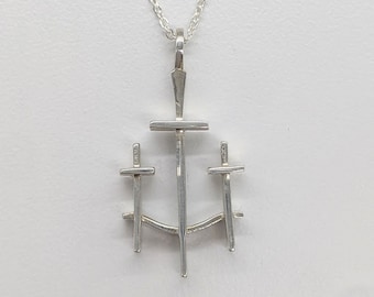 Three Crosses, Cross Pendant, Cross Jewelry, Cross Necklace, Religious Cross, Silver Cross Pendant, Silver Cross, Cross Necklace Women
