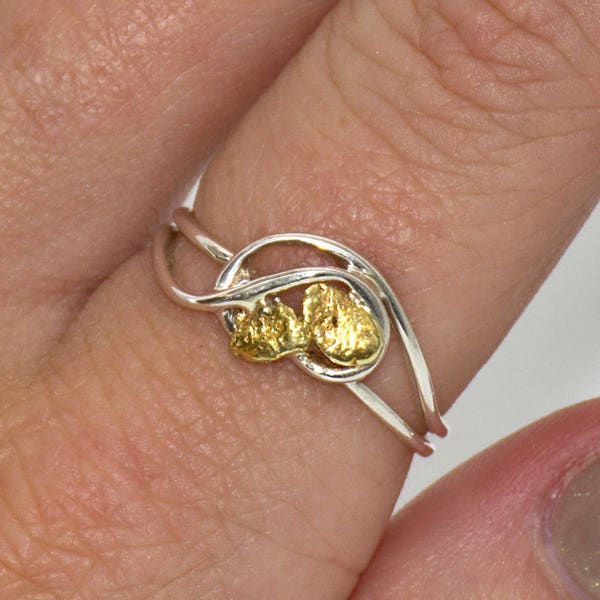 Gold Nugget Ring-Nugget Ring-Nugget Gift-Nugget Ring Gift-Sterling Nugget Ring-Nugget Gold Ring-Silver Nugget Ring