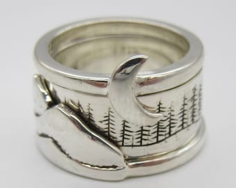PNW Ultimate Ring, Three Stacking Rings, Rings, Mountains Ring, Forest Ring, Phase of Moon Ring, Stacker Ring, Three Rings in One