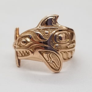 Gold Orca Ring - Orca Ring - NW Pacific Jewelry - Whale Ring - Orca Jewelry - Orca Whale - Northwest Tribal Art - Orca Whale Art