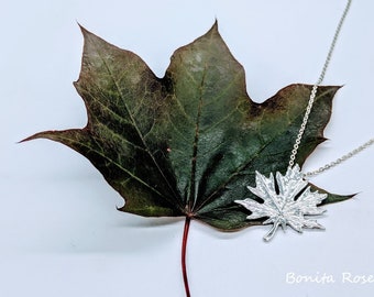 Sterling Maple Leaf, Canadian Maple Leaf , Silver Maple Leaf,  Autumn Leaf Necklace, Maple Leaf Necklace, Leaf Jewelry, Leaf Necklace