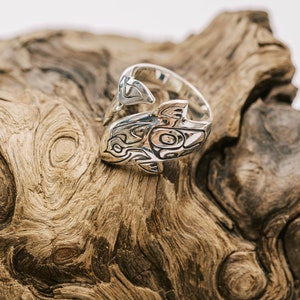 Native Collection - Orca Ring in Sterling Silver - Womens - Wrap Ring - Alaska Native Jewelry - Sterling Orca - Orca - Orca Whale