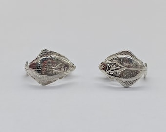 Halibut - Halibut Earrings - Silver Halibut - Large Fish Earrings - Halibut Dangles - Fisherman Earrings - Outdoor Earrings