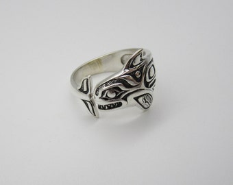 Native Orca Ring, NW Pacific Jewelry, Whale Ring, Bonita Rose Jewelry