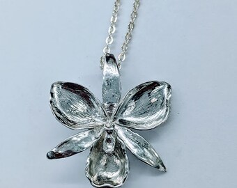 Large Orchid - Orchid Flower Necklace - Orchid Pendant - Silver Orchid Pendant - Gold Orchid Pendant - Flower Necklace - Orchids