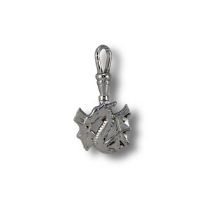 May include: Silver charm featuring a detailed depiction of two intertwined seahorses.