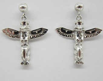 Totem Earrings - Raven and Eagle - Lovebird Earrings - Lovebird Jewelry - Lovebirds Earrings