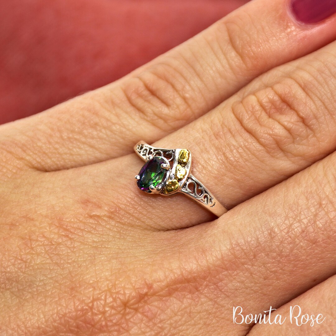 Mystic Topaz Ringrainbow Topaz Ringgenuine Mystic Etsy