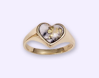 Anillo de corazón de cuarzo dorado, anillo en forma de corazón, anillo de cuarzo dorado, anillo de corazón de oro de 14 k, anillo en forma de corazón, anillo de corazón de 14 k, anillo de cuarzo dorado