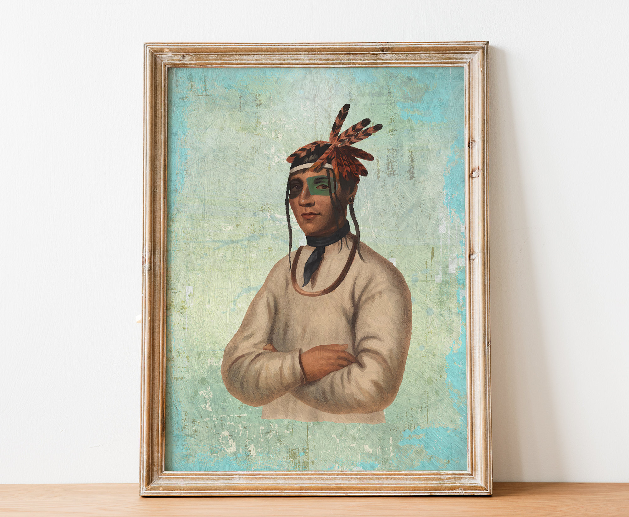 Vintage Ojibway Native American Man Art Print Vintage Giclee on Cotton Canvas or Paper Canvas Poster Wall Decor