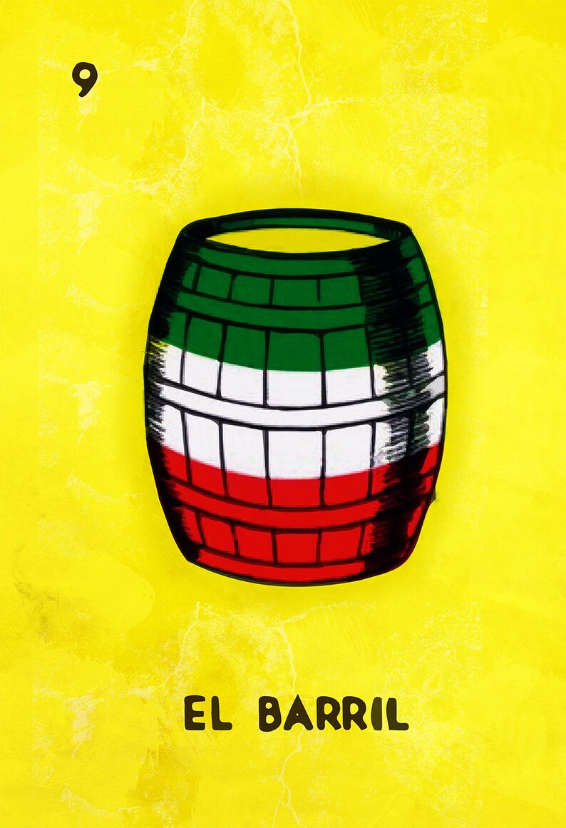 Loteria El Barril Mexican Retro Illustration Art Print Vintage Etsy